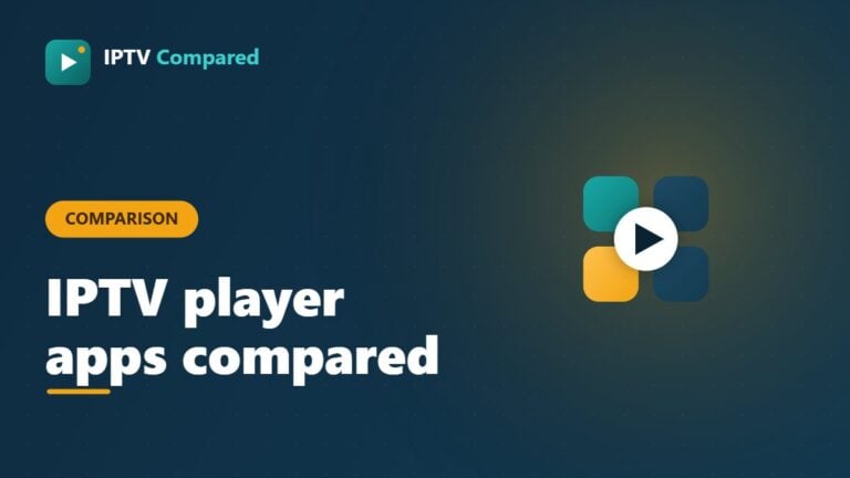 Grid of IPTV player app tiles with a play button